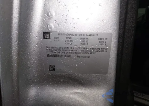 2010 Chevrolet Impala Lt from USA, damaged, VIN 2G1WB5EN4A1189336